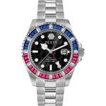 Philipp Plein Challenger PWPZA0124 analog herrklocka med svart urtavla och armband i rostfritt stål