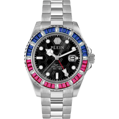 Philipp Plein Challenger PWPZA0124 analog herrklocka med svart urtavla och armband i rostfritt stål