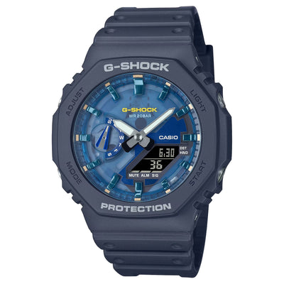 Casio G-Shock GA-2100AS-2AER analog unisexklocka med mörk blå urtavla och armband i resin