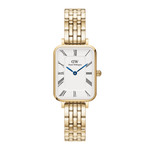 Daniel Wellington Quadro Roman Numerals 5-Link DW00100688 analog damklocka med vit urtavla och armband i rostfritt stål