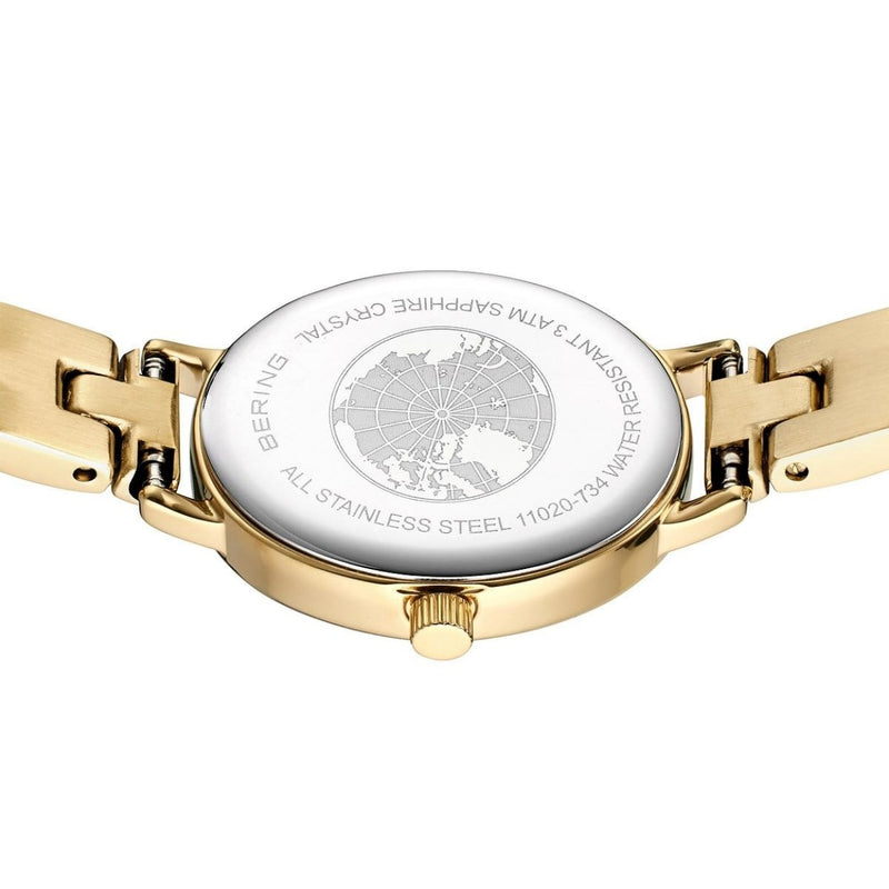 Bering Classic 11020-734 analog damklocka med vit urtavla och armband i rostfritt stål