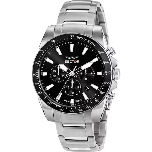 Sector 450 Kronograf R3273776008 analog herrklocka med svart urtavla och armband i metall