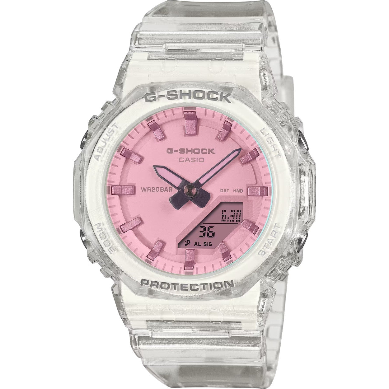 Casio G-Shock GMA-P2100SR-7AER (lägg gtin) ana-digi unisexklocka med rosa urtavla och armband i resin