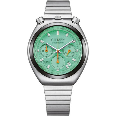 Citizen Bullhead Challenge Timer AN3660-73X analog herrklocka med grön urtavla och armband i rostfritt stål