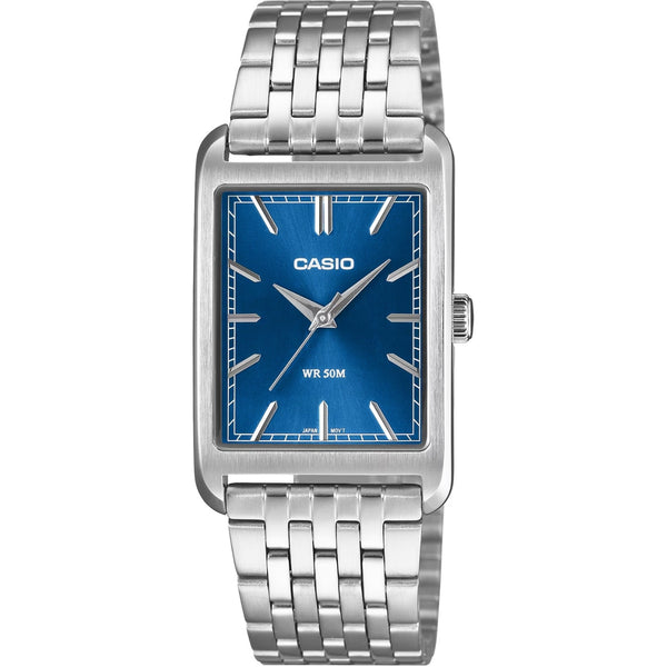 Casio Timeless MTP-B215D-2AVER (lägg gtin) analog unisexklocka med blå urtavla och armband i rostfritt stål