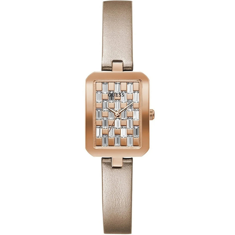 Guess Bauble Damklocka GW0103L2 analog damklocka med silver urtavla och armband i läder