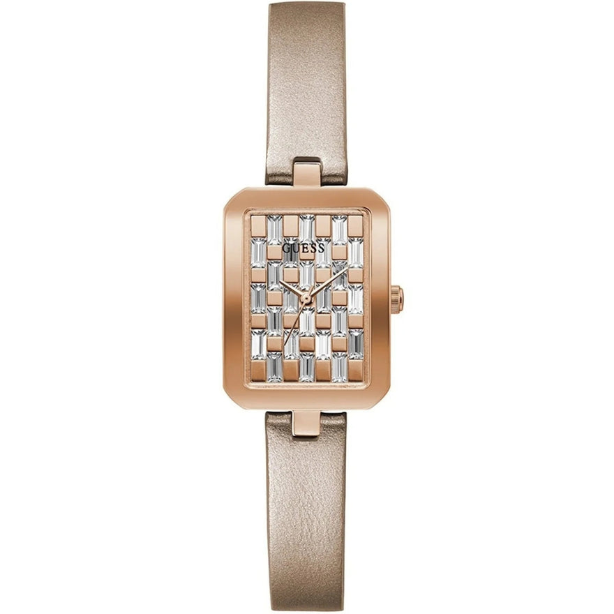 Guess Bauble Damklocka GW0103L2 analog damklocka med silver urtavla och armband i läder