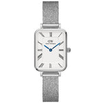 Daniel Wellington Quadro Roman Numerals Sterling DW00100690 analog damklocka med vit urtavla och armband i rostfritt stål