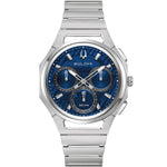Bulova Curv 96A339 analog herrklocka med blå urtavla och armband i rostfritt stål