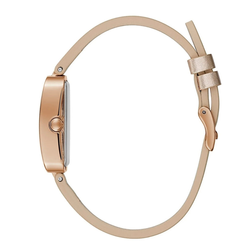 Guess Bauble Damklocka GW0103L2 analog damklocka med silver urtavla och armband i läder