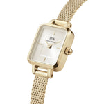 Daniel Wellington Quadro Mini DW00100656 analog damklocka med vit urtavla och armband i rostfritt stål