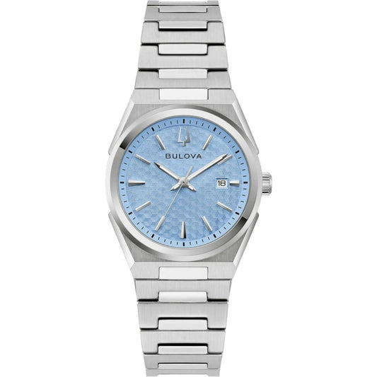 Bulova Classic 96M177 analog damklocka med blå urtavla och armband i rostfritt stål