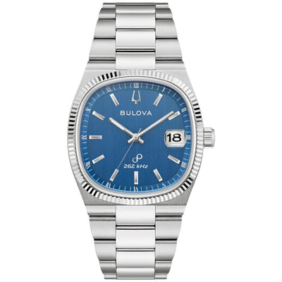 Bulova Super Seville 96B440 analog herrklocka med blå urtavla och armband i rostfritt stål