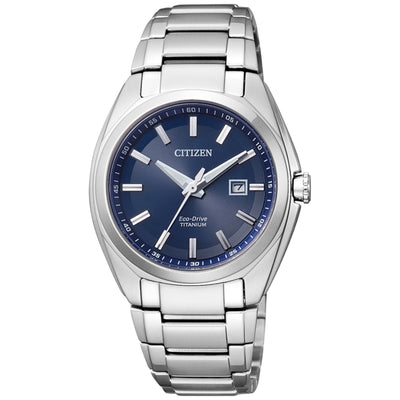 Citizen Super-Titanium EW2210-53L analog damklocka med mörk blå urtavla och armband i titan