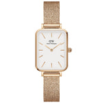 Daniel Wellington Quadro Pressed Melrose DW00100431 analog damklocka med vit urtavla och armband i rostfritt stål