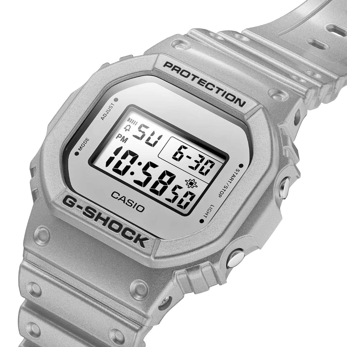 Casio G-Shock Classic DW-5600FF-8ER digital unisexklocka med silver urtavla och armband i resin