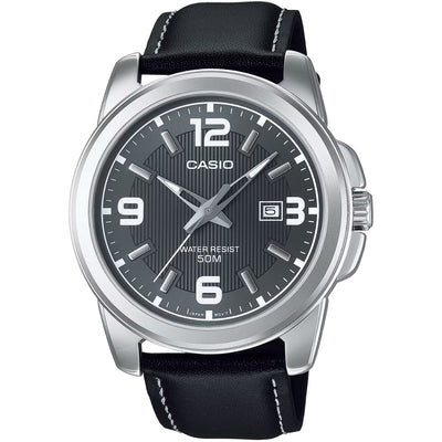 Casio Collection MTP-1314PL-8AVEF analog herrklocka med svart urtavla och armband i läder