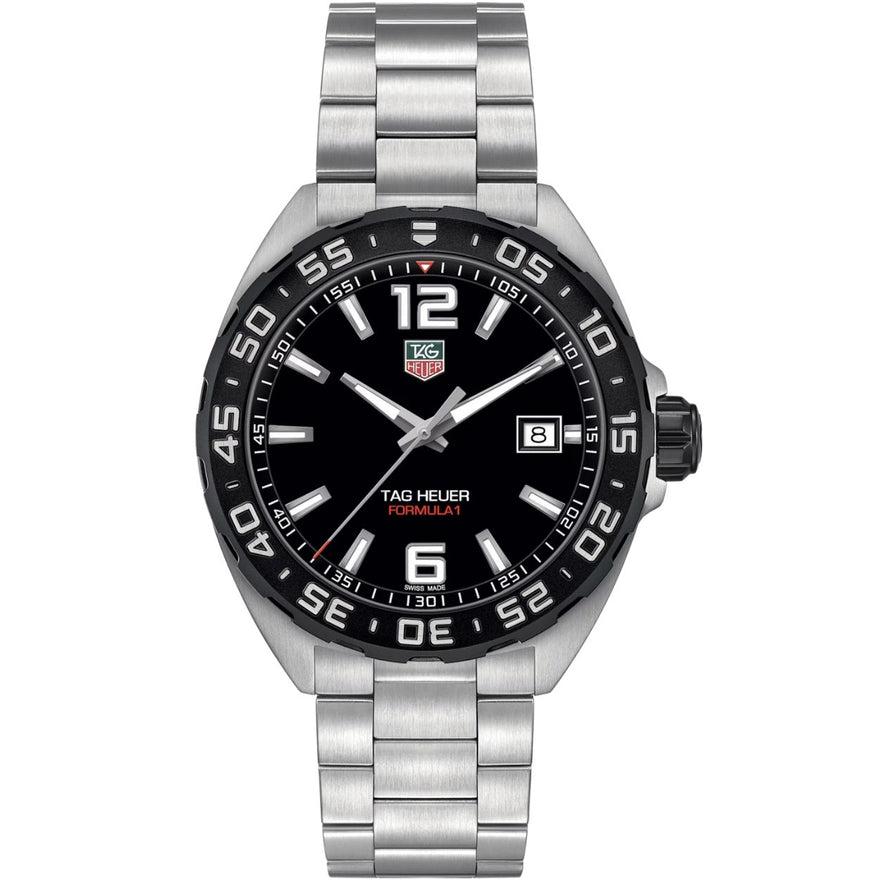 TAG Heuer Formula 1 Date WAZ1110.BA0875 analog herrklocka med svart urtavla och armband i rostfritt stål