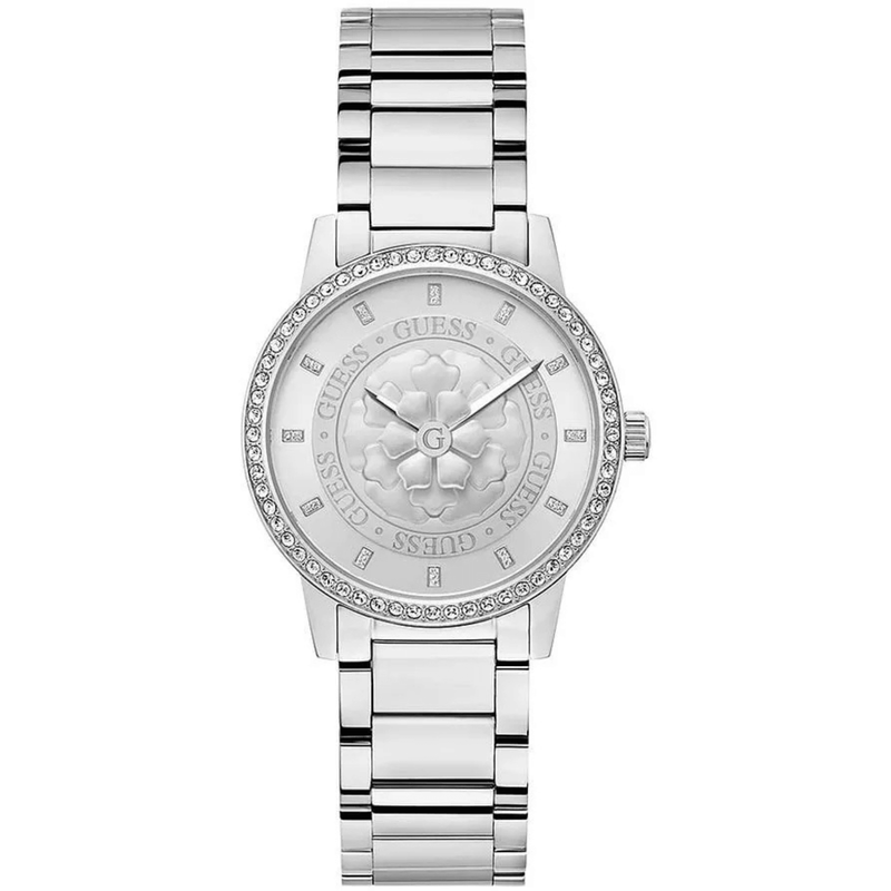 Guess Trend Petal GW0747L1 analog damklocka med silver urtavla och armband i rostfritt stål