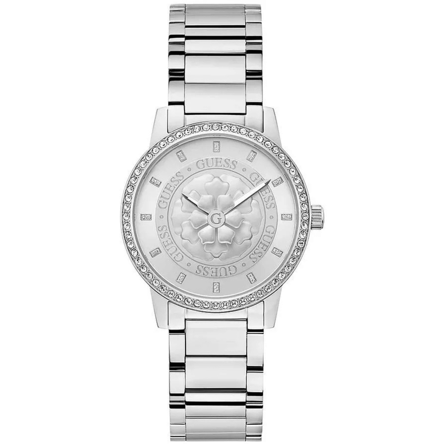 Guess Trend Petal GW0747L1 analog damklocka med silver urtavla och armband i rostfritt stål