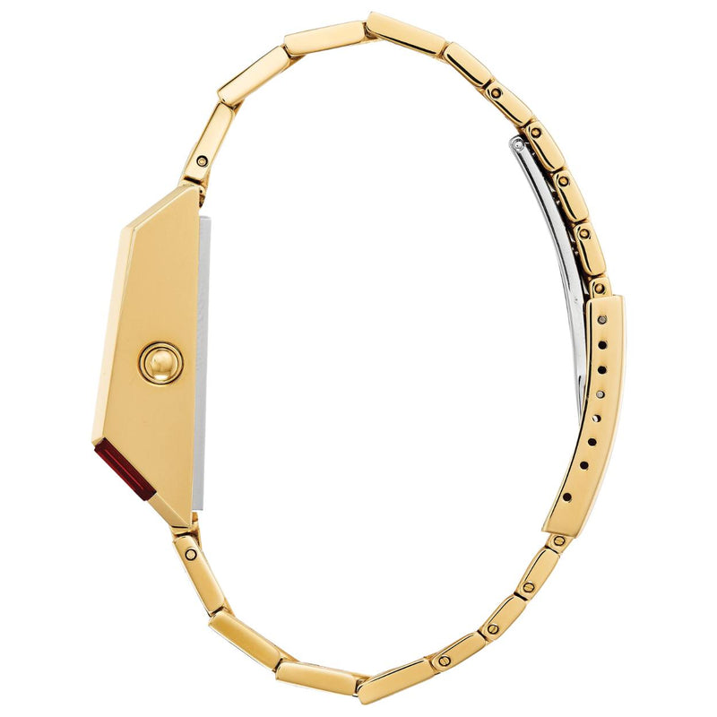Bulova Computron 97C110 digital herrklocka med guld urtavla och armband i rostfritt stål