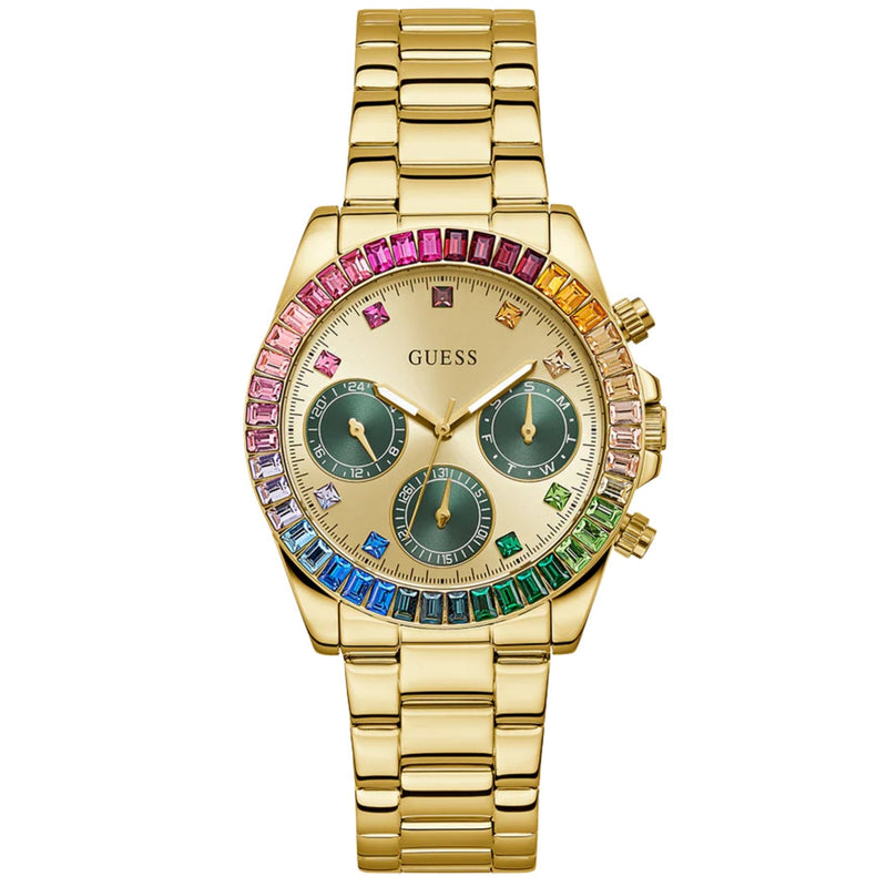 Guess Halo GW0690L4 analog damklocka med guld urtavla och armband i rostfritt stål