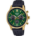 Casio Edifice Chronograph EFR-575CL-3AEF analog herrklocka med grön urtavla och armband i läder