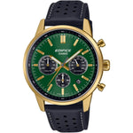 Casio Edifice Chronograph EFR-575CL-3AEF analog herrklocka med grön urtavla och armband i läder