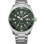Citizen Core Collection Marine Sports AW1880-55X analog herrklocka med grön urtavla och armband i rostfritt stål