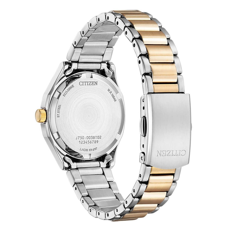 Citizen Eco Drive FE2116-85A analog damklocka med vit urtavla och armband i rostfritt stål