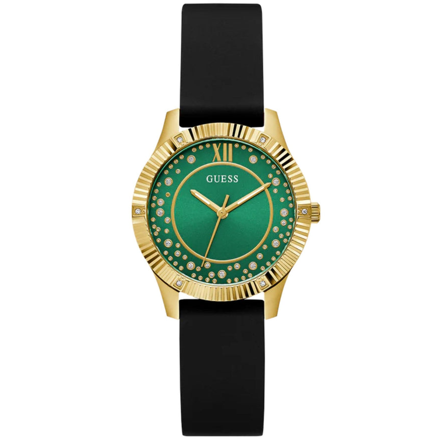 Guess Starstruck GW0766L3 analog damklocka med grön urtavla och armband i gummi