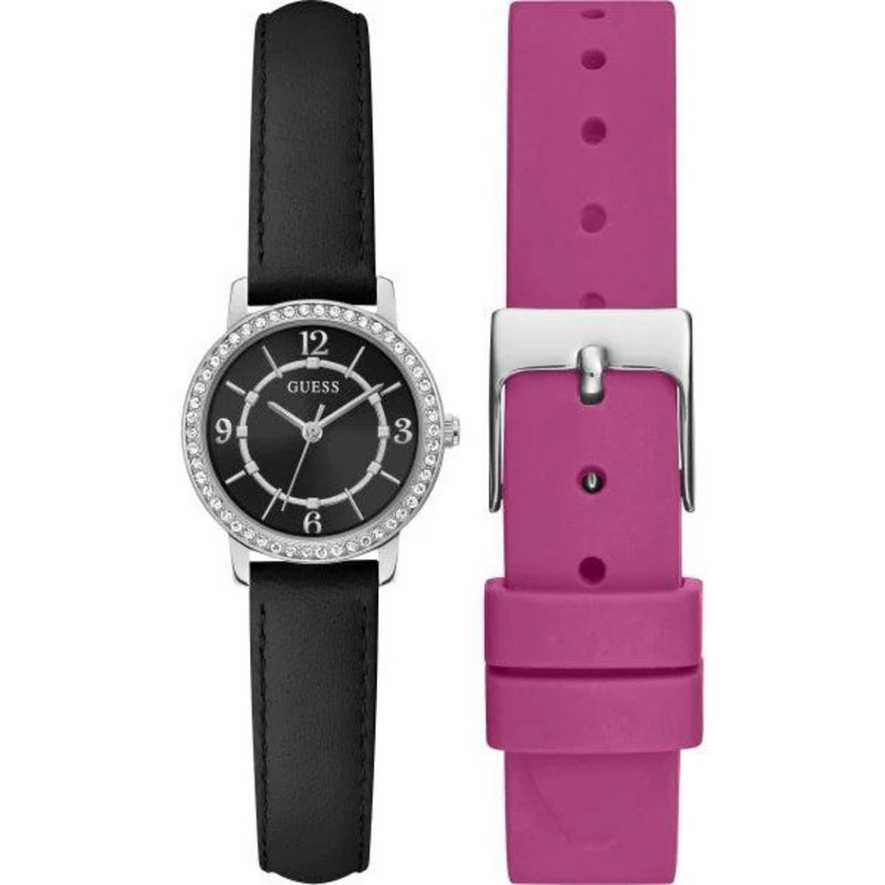 Guess Melody GW0643L1 analog damklocka med svart urtavla och armband i läder
