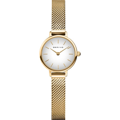 Bering Classic 11022-334 analog damklocka med vit urtavla och armband i mesh