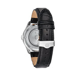 Bulova Classic Automatic 96C141 analog herrklocka med silver urtavla och armband i läder