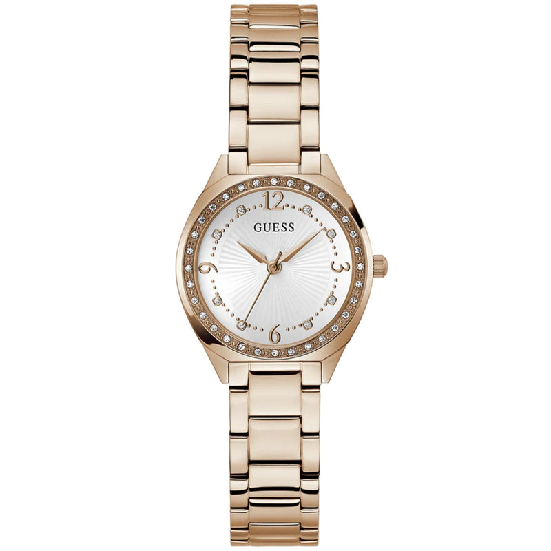 Guess Charlotte GW0767L3 analog damklocka med vit urtavla och armband i rostfritt stål