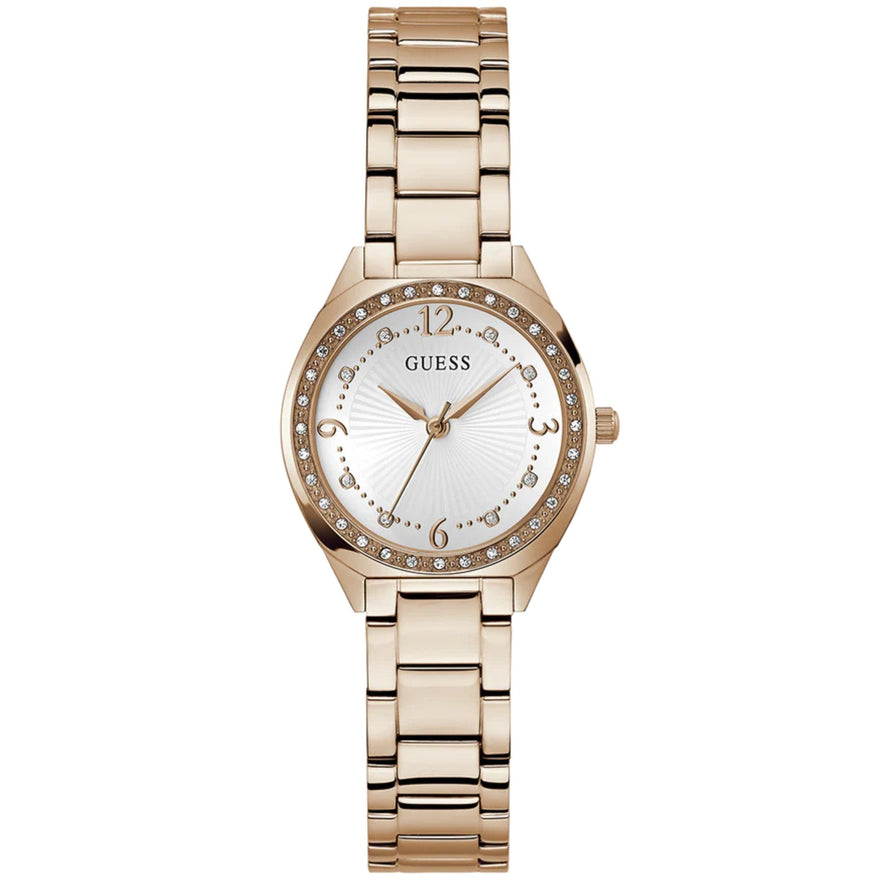 Guess Charlotte GW0767L3 analog damklocka med vit urtavla och armband i rostfritt stål