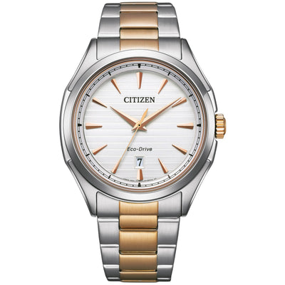 Citizen Classic Eco-Drive AW1756-89A analog herrklocka med silver urtavla och armband i rostfritt stål