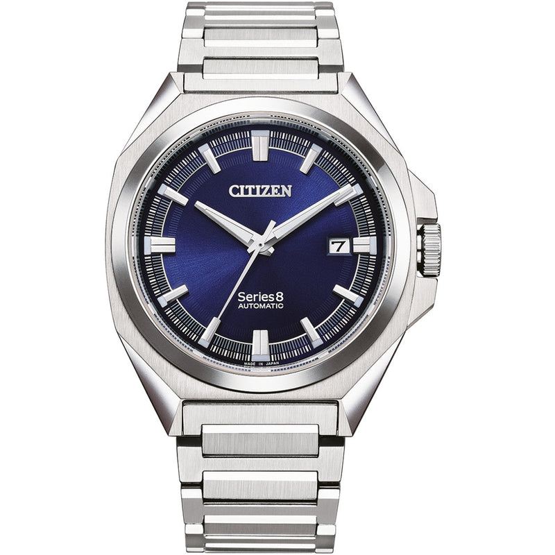 Citizen Series 8 NB6010-81L analog herrklocka med blå urtavla och armband i rostfritt stål