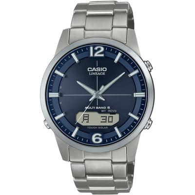 Casio Wave Ceptor LCW-M170TD-2AER analog herrklocka med blå urtavla och armband i titan
