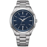 Citizen Classic Eco-Drive AW1750-85L analog herrklocka med blå urtavla och armband i rostfritt stål