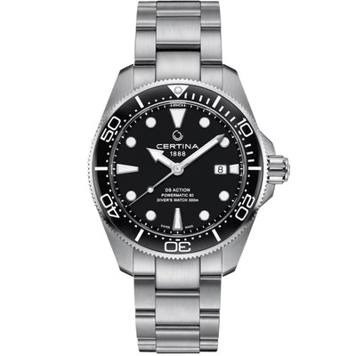 Certina DS Action Diver C032.607.11.051.00 analog herrklocka med svart urtavla och armband i rostfritt stål
