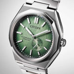 Citizen Zenshin 60 Super Titanium NK5020-58X analog herrklocka med grön urtavla och armband i titan