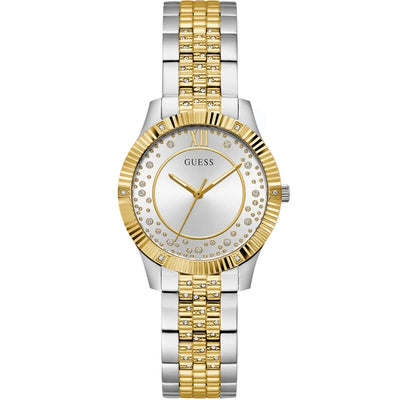 Guess 2-Tone Damklocka GW0765L1 analog damklocka med silver urtavla och armband i rostfritt stål