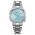 Citizen TSUYOSA NJ0200-50L analog herrklocka med turkos urtavla och armband i rostfritt stål