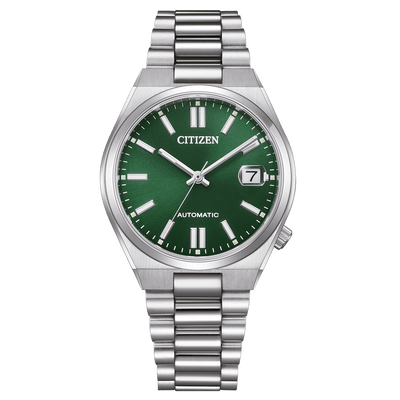Citizen TSUYOSA NJ0200-50X analog herrklocka med grön urtavla och armband i rostfritt stål