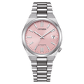 Citizen TSUYOSA Automatisk NJ0200-50Z analog damklocka med rosa urtavla och armband i rostfritt stål