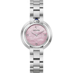 Bulova Classic Rubaiyat 96L338 analog damklocka med rosa urtavla och armband i rostfritt stål