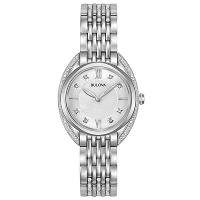 Bulova Classic 96R212 analog damklocka med silver urtavla och armband i rostfritt stål