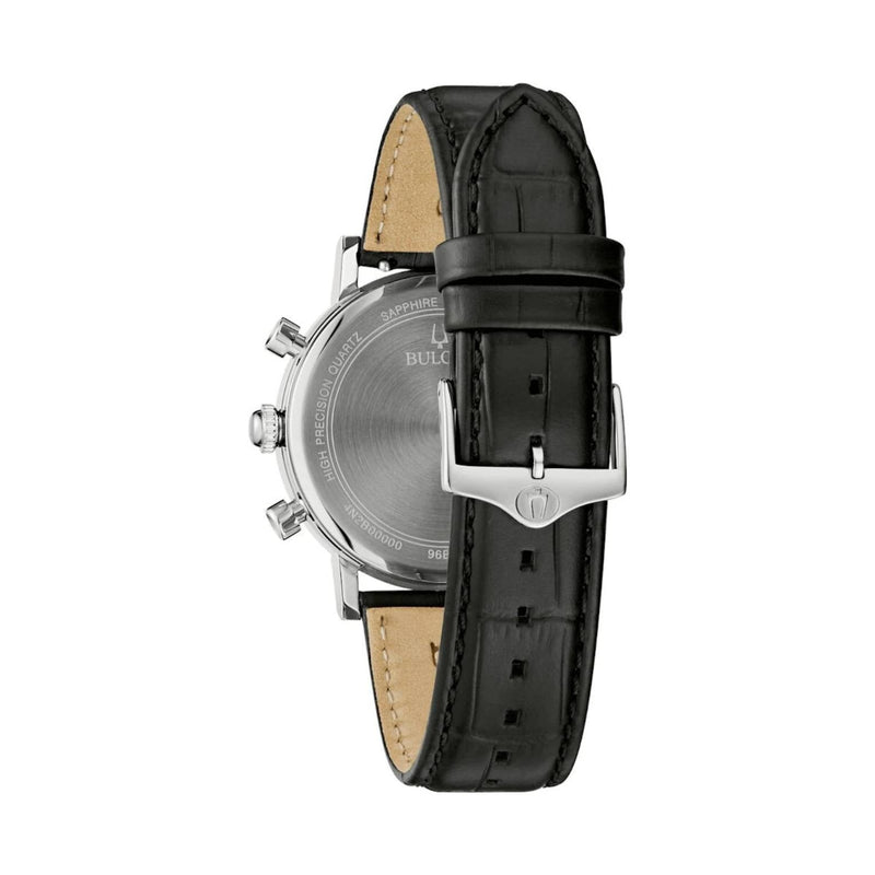 Bulova Classic 96B456 analog herrklocka med blå urtavla och armband i läder