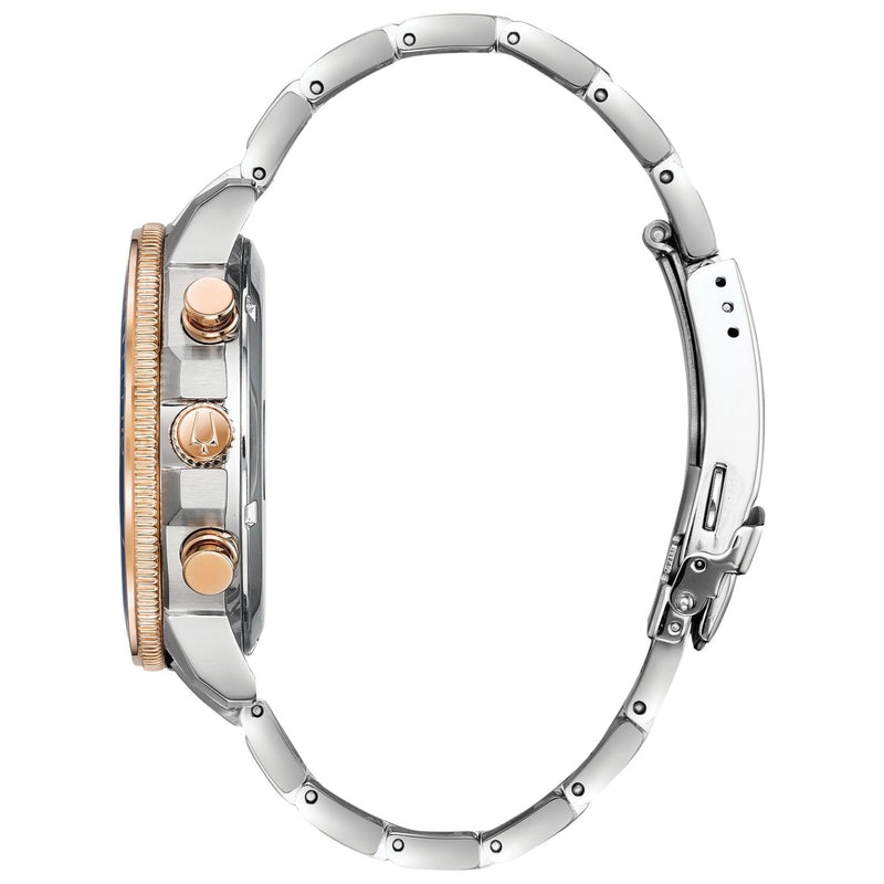 Bulova Marine Star 98B301 analog herrklocka med blå urtavla och armband i rostfritt stål